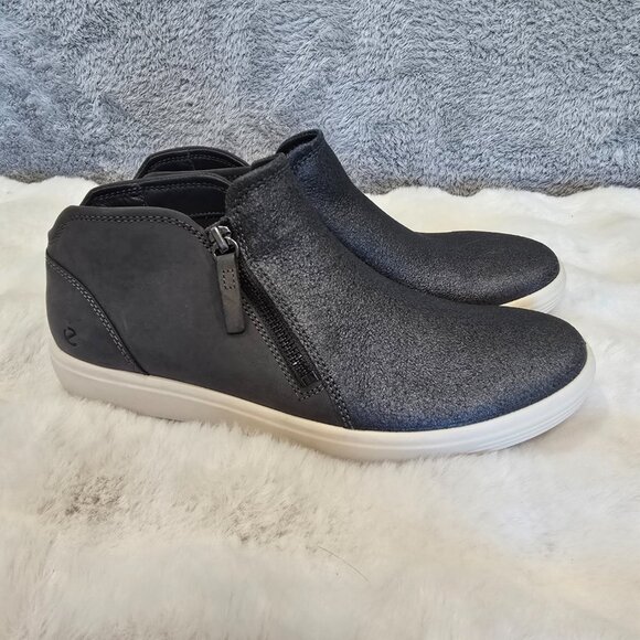 Ecco Soft 7 Nubuck Zip Bootie Women's Sizes NEW Gray Leather Textured Upper - Picture 4 of 11